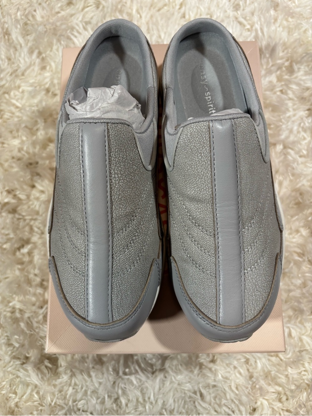 Easy Spirit Travel Time Women's Slip-On Loafers in Light Gray-6.5